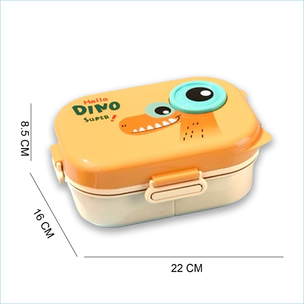 Little Surprise Box, Orange Big Eye Dino 2 decker Lunch Box for Kids