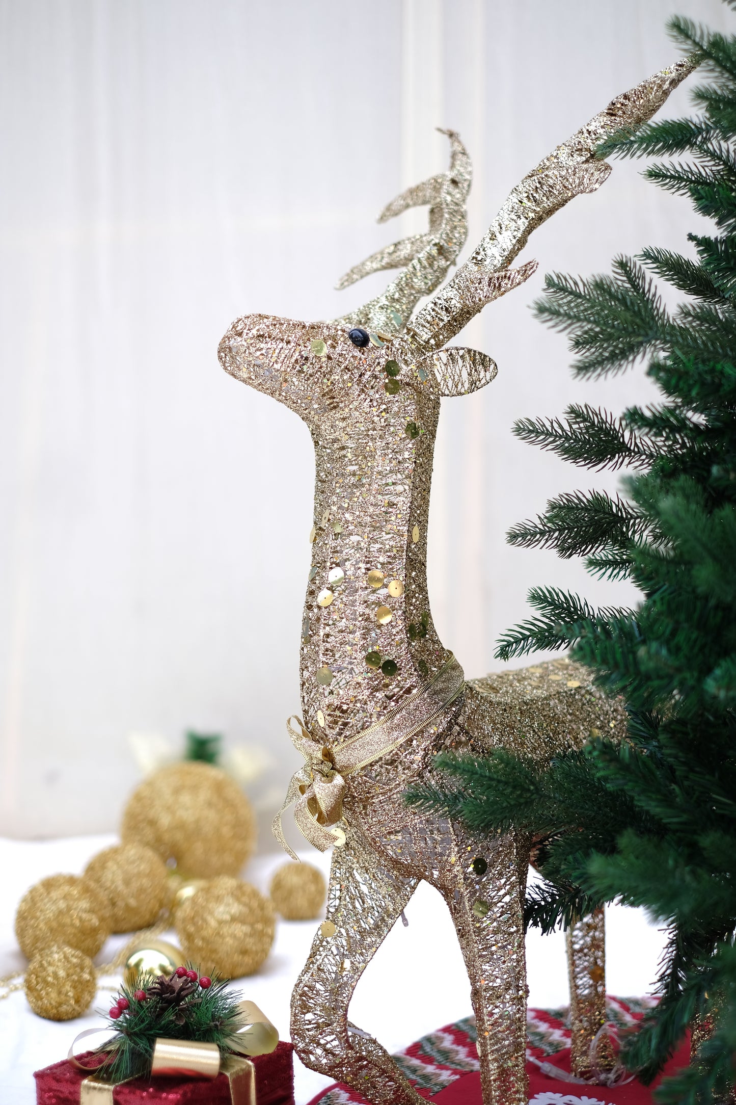 Rudolph, Shimmering Gold LED Reindeer Decoration by SWEN - 1.2 M