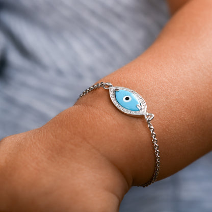 Baby Marquise Turquoise Eye Diamond Chain Bracelet