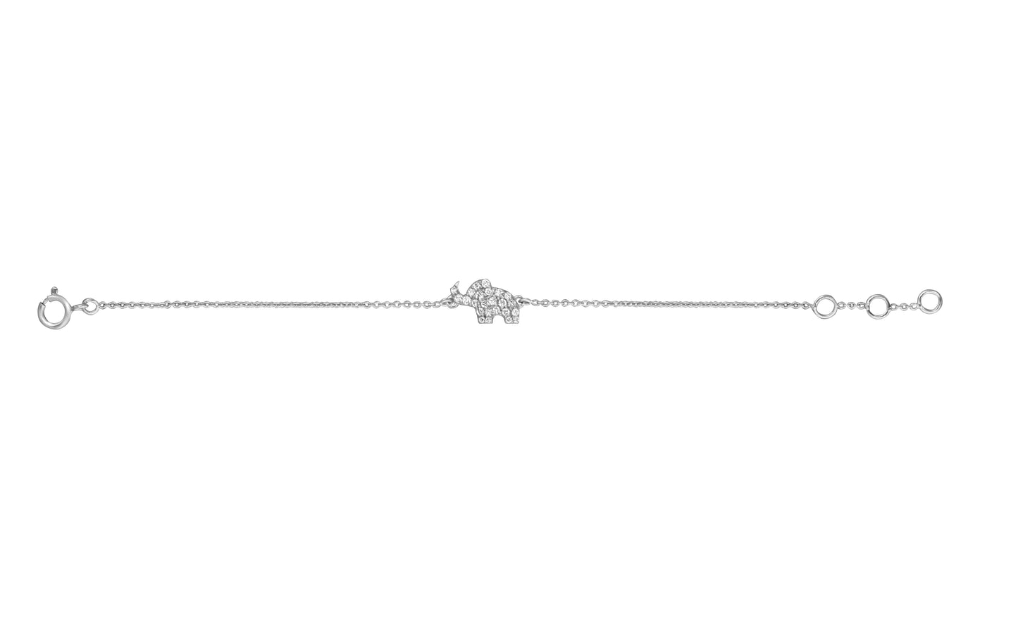 Baby Elephant Diamond Chain Bracelet - White Gold