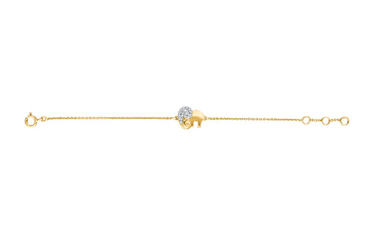 Baby Elephant Diamond Chain Bracelet - Yellow Gold