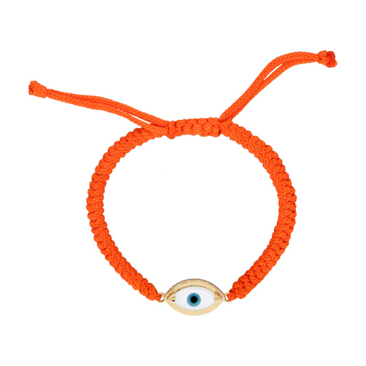 Baby Evil Eye Cord Bracelet (Orange Cord)