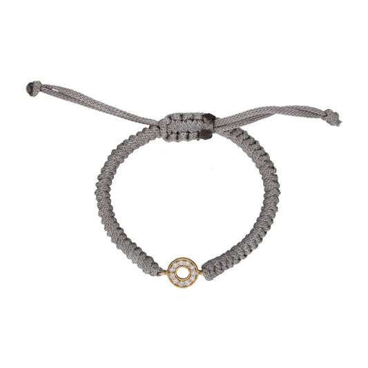 Baby Round Diamond Cord Bracelet (Grey Cord)