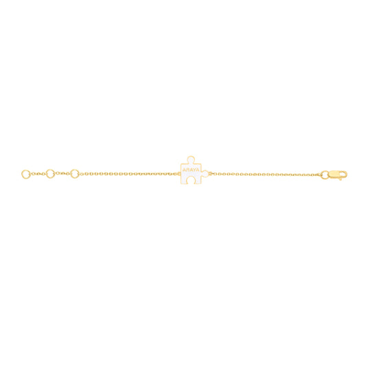Personalised Baby Puzzle Enamel Chain Bracelet - Off White Enamel