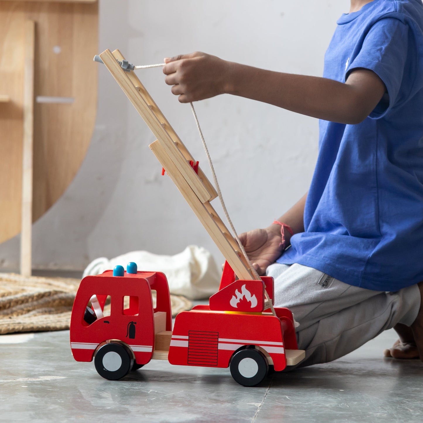 Marshall's Fire Truck | Playbox Wooden Marshall's Fire Truck | Vehicles Imagination Generation | for Children +12 Months | Red Firetruck