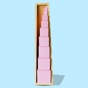 Playbox Wooden Montessori Pink Tower Square Blocks Toy Set for Toddler & Kids Baby Toys