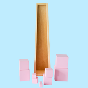 Playbox Wooden Montessori Pink Tower Square Blocks Toy Set for Toddler & Kids Baby Toys