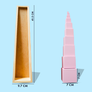 Playbox Wooden Montessori Pink Tower Square Blocks Toy Set for Toddler & Kids Baby Toys
