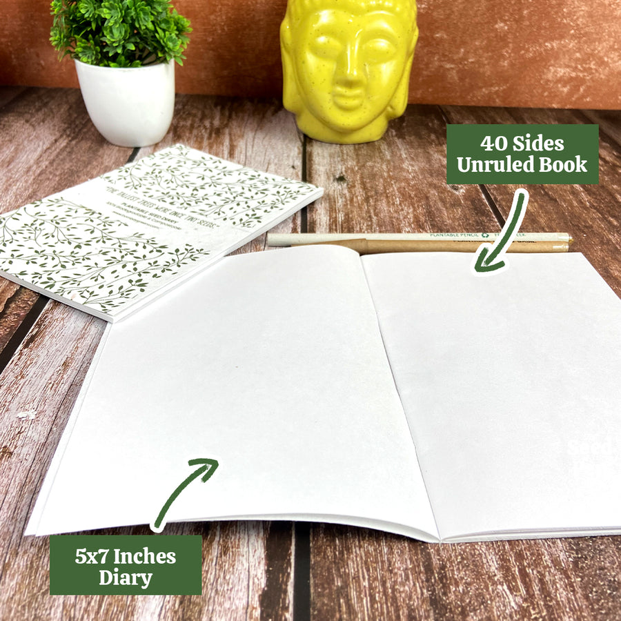 Plantable Stationery - Seed Diary, Seed Pens & Pencils in Zipper Pouch