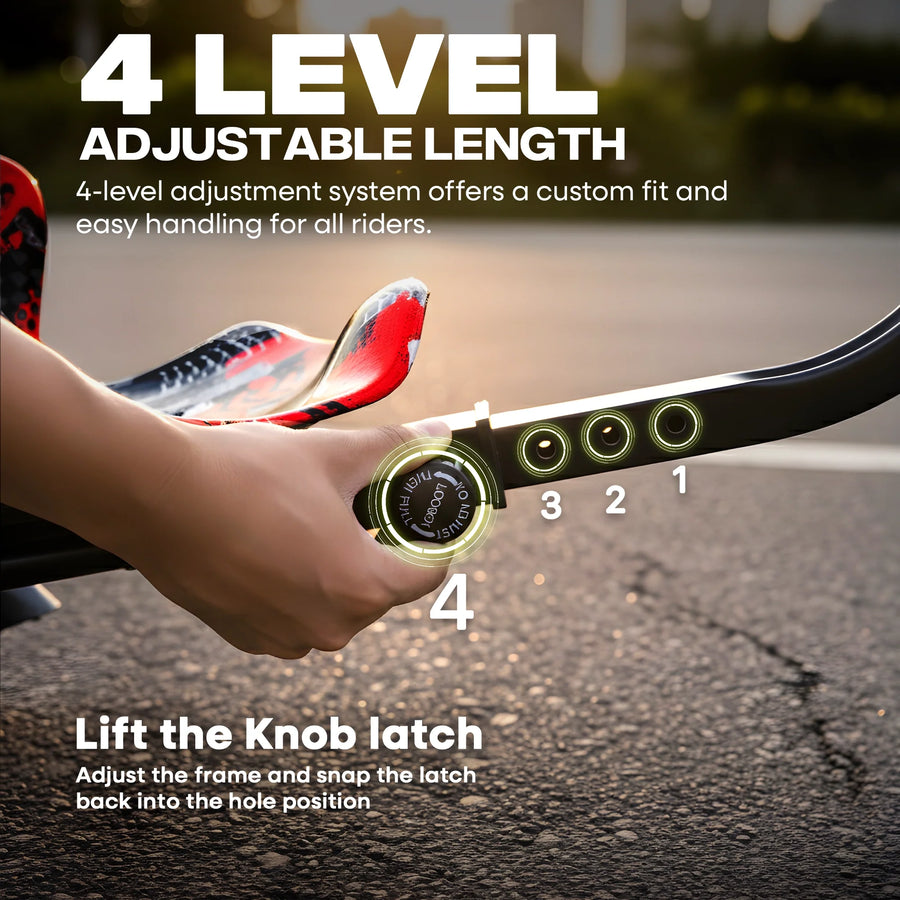 TYGATEC T9 3 WHEEL ELECTRIC 360 DRIFT SCOOTER FOR KIDS AND ADULTS WITH LED LIGHT AND BLUETOOTH (Extreme Red color)