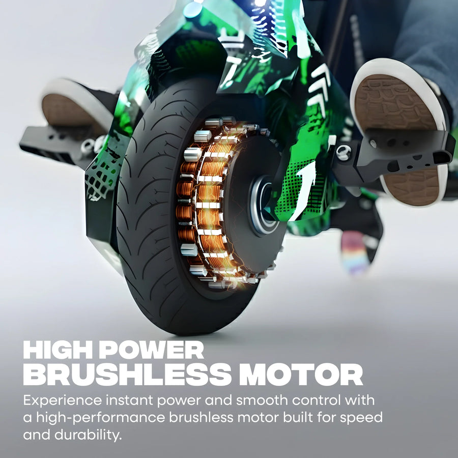 TYGATEC T9 3 WHEEL ELECTRIC 360 DRIFTER FOR KIDS AND ADULTS WITH LED LIGHT AND BLUETOOTH (Extreme Green color)