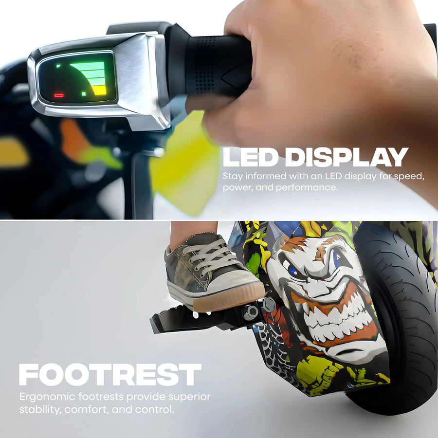 TYGATEC T9 3 WHEEL ELECTRIC 360 DRIFTER FOR KIDS AND ADULTS WITH LED LIGHT AND BLUETOOTH (Extreme Ed-hardy color)