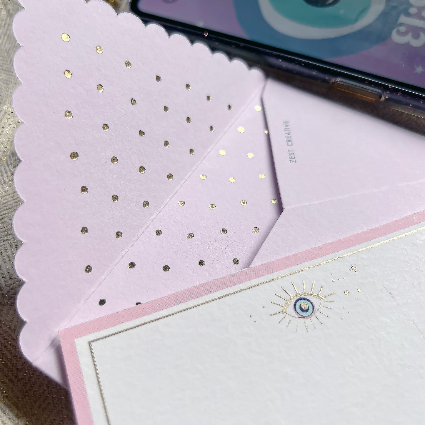 Pink Evil Eye Flat Card