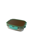 Veigo Medium Stainless Steel Snacks Box - Military + Cyan | Limited Edition