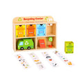 Playbox Tiny Trash Hub | Reduce & Reuse Recycling Center Playset | Wooden Green Garbage Truck Toy and Sorting Bins | Safe, Natural Materials for Environmental Learning, Fine Motor Skills, and Play