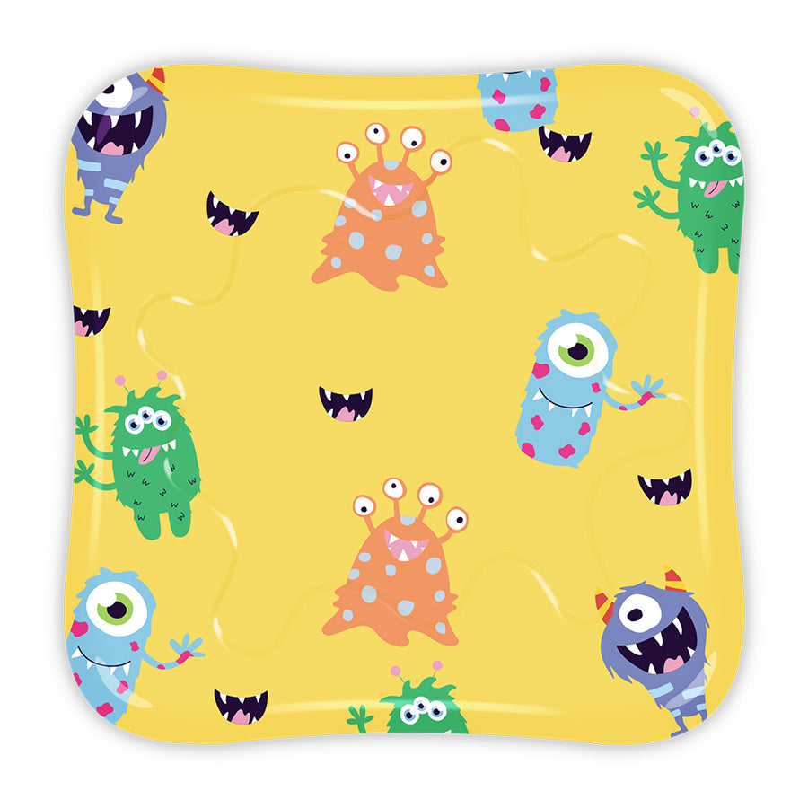 OUCHIE Adhesive Flex-Fabric Bandages | Assorted Shapes with Monster Party Prints | Colorful Resuable & Fun Tin Box | 48 Pack