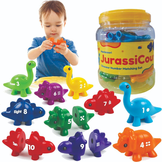 JurassiCount-Montessori Dinosaur Number Matching Set (20 pcs)-Learning & Education-Open Ended-Toycra