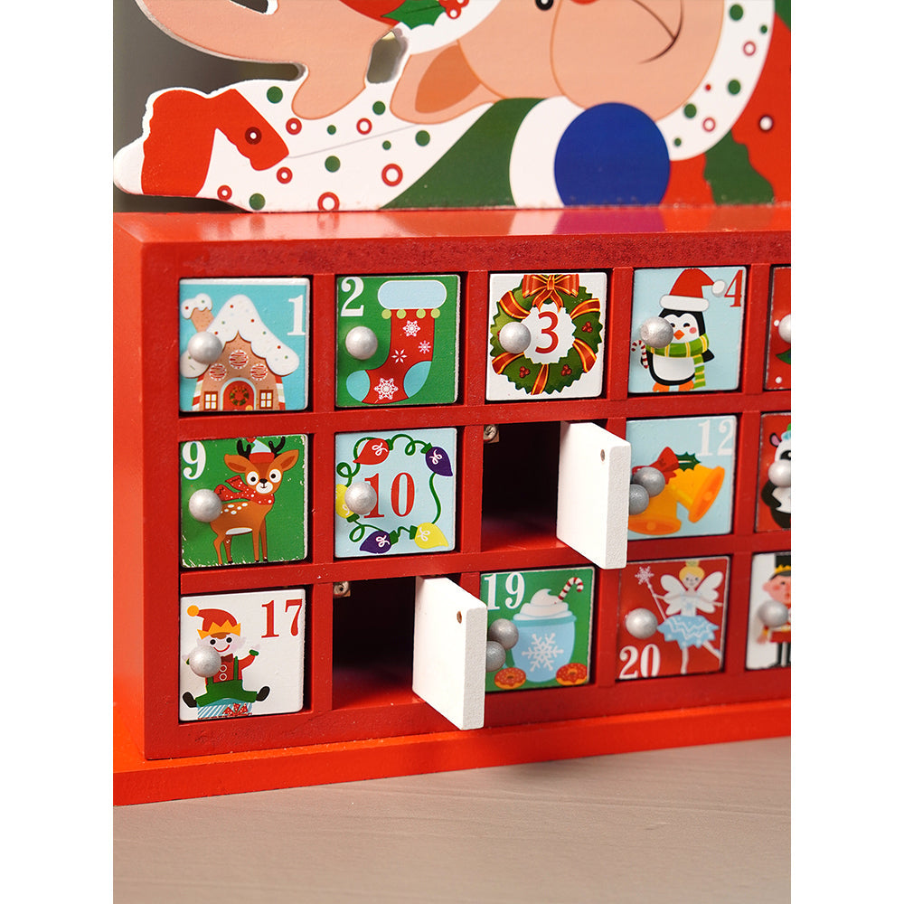 24days Deer on Roof Block shaped wooden advent Calendar for christmas
