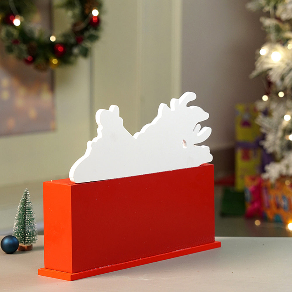 24days Deer on Roof Block shaped wooden advent Calendar for christmas