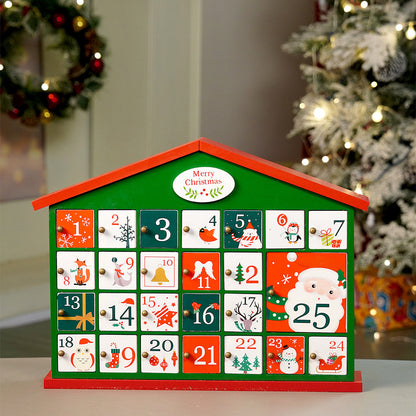 25days Green home shaped wooden advent Calendar for christmas