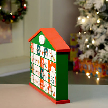 25days Green home shaped wooden advent Calendar for christmas