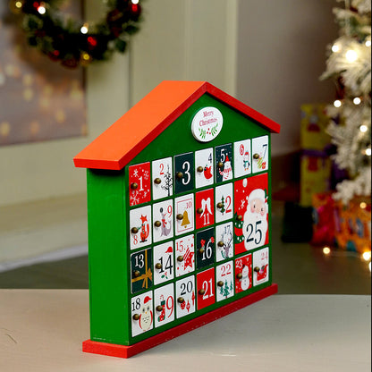 25days Green home shaped wooden advent Calendar for christmas