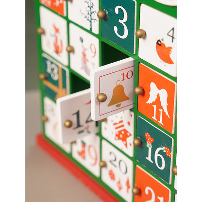 25days Green home shaped wooden advent Calendar for christmas