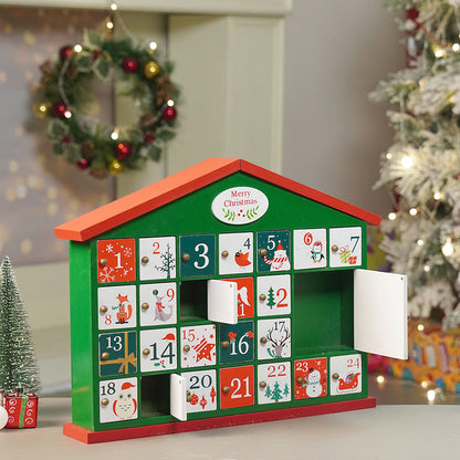 25days Green home shaped wooden advent Calendar for christmas