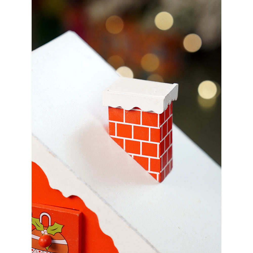 24days Red Snow Home shaped wooden advent Calendar for christmas