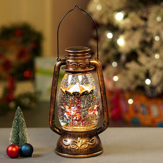 Antique Look Lantern Carousel with Musical Glitter Water Light, Christmas Home Décor