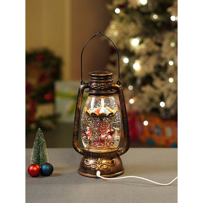 Antique Look Lantern Carousel with Musical Glitter Water Light, Christmas Home Décor
