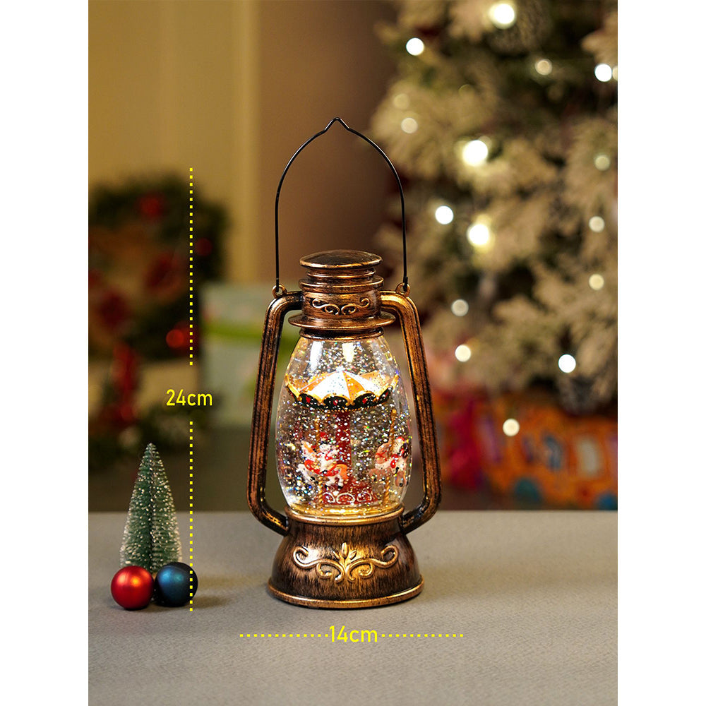 Antique Look Lantern Carousel with Musical Glitter Water Light, Christmas Home Décor