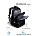 Solid Black Ted Glasses Badge School Backpack for Older Kids & Teens