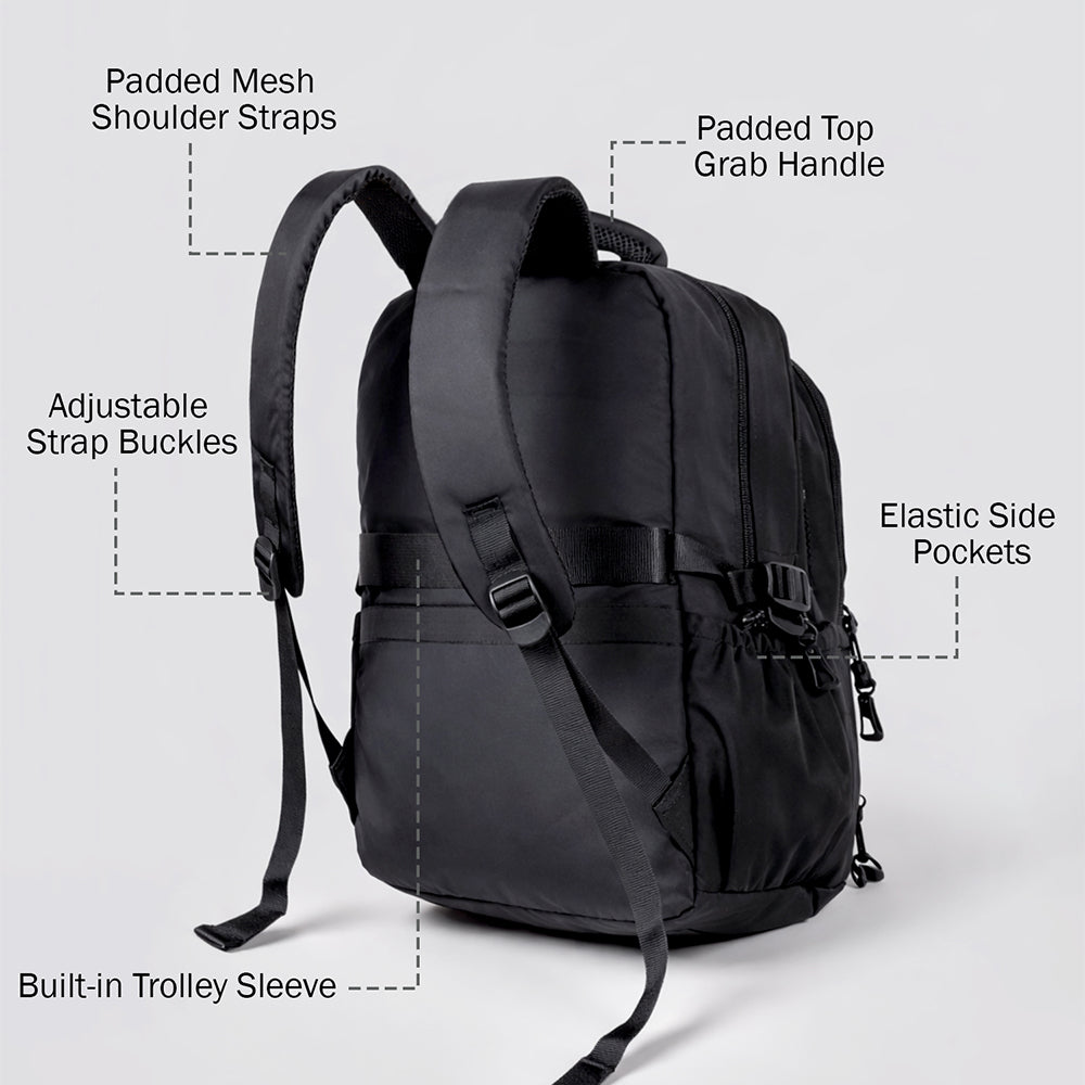 Solid Black Ted Glasses Badge School Backpack for Older Kids & Teens