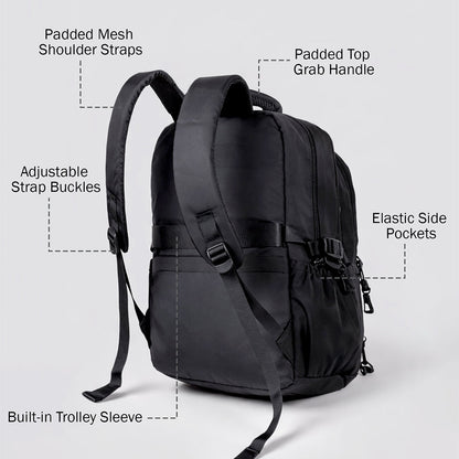 Solid Black Ted Glasses Badge School Backpack for Older Kids & Teens