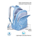 Blue Doodle Print School Backpack with Plush Pom-Pom Keychain for Kids & Teens