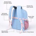 Blue, Pink & Purple Color-Block with Character Pouch School Backpack for Kids