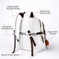 White Colorful Dots Doggy Print Backpack with Detachable Plush Dog Keychain for Kids