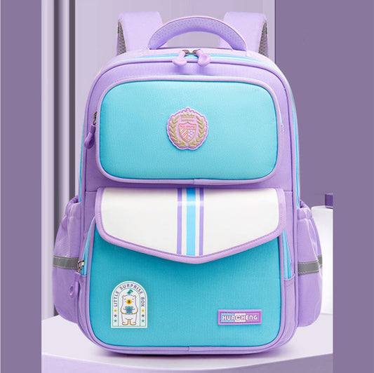 Little Surprise Box, Sky Blue & Purple LSB Monogram kids School Backpack, 6yrs - 10yrs