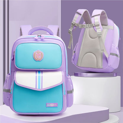 Little Surprise Box, Sky Blue & Purple LSB Monogram kids School Backpack, 6yrs - 10yrs