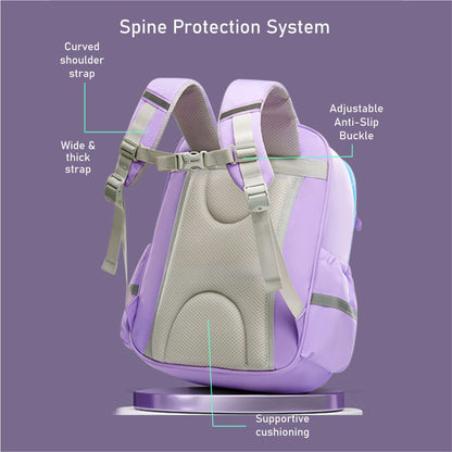 Little Surprise Box, Sky Blue & Purple LSB Monogram kids School Backpack, 6yrs - 10yrs