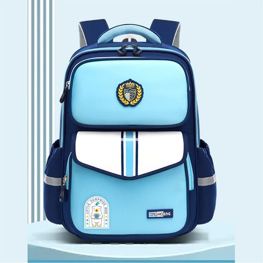 Little Surprise Box, Navy & Light Blue LSB Monogram kids School Backpack, 6yrs - 10yrs