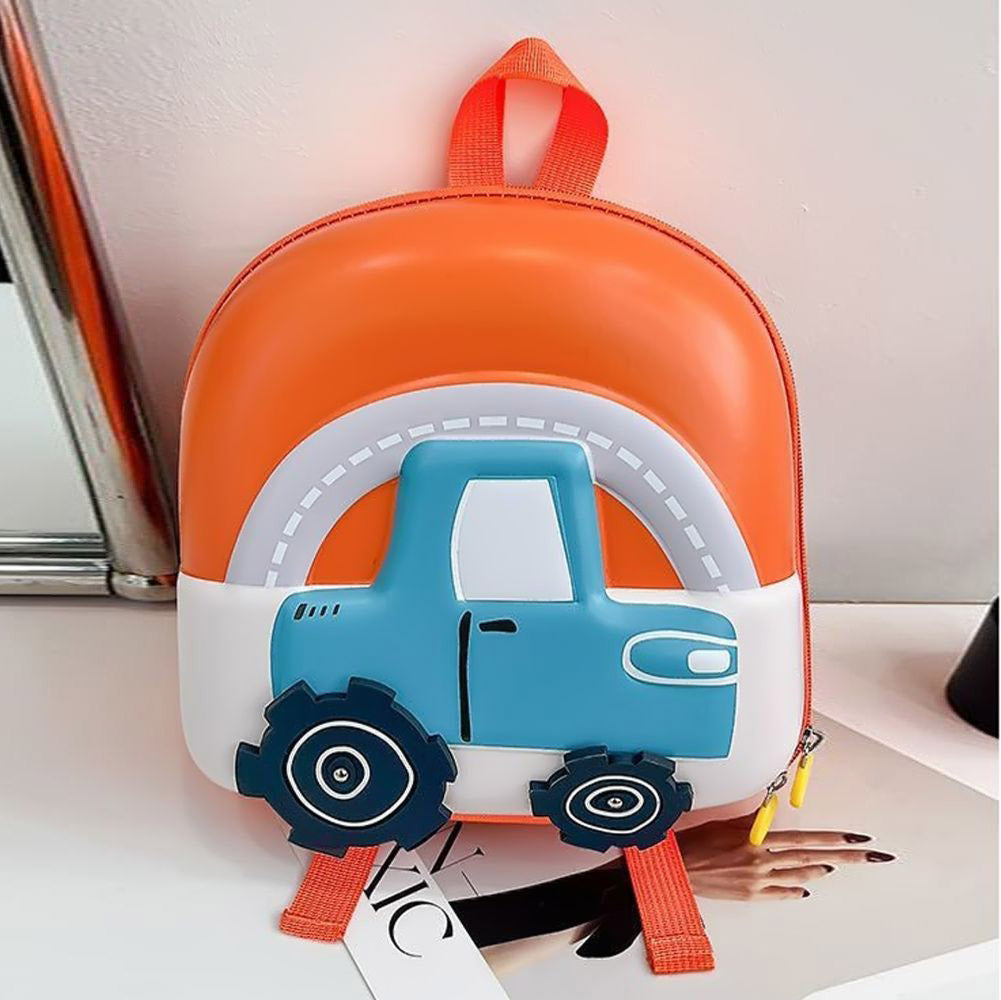 Little Surprise Box, Mini Size Orange Car Nursery and Early School Backpack for Pre Toddlers, 1 year- 4 years