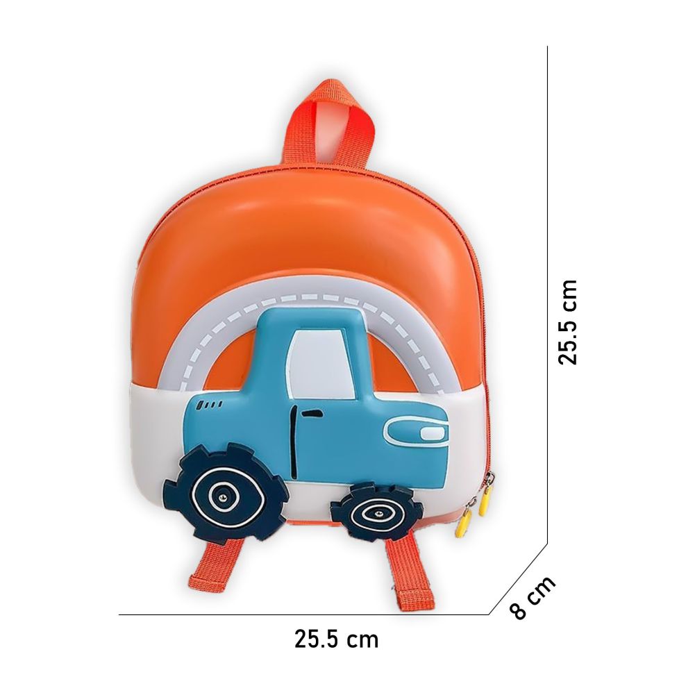 Little Surprise Box, Mini Size Orange Car Nursery and Early School Backpack for Pre Toddlers, 1 year- 4 years