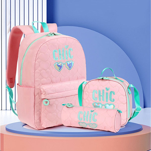 Little Surprise Box, 3pcs Pink Cool Glasses Matching Backpack, Lunch Bag and Stationery Pouch, 8 yrs to Adults