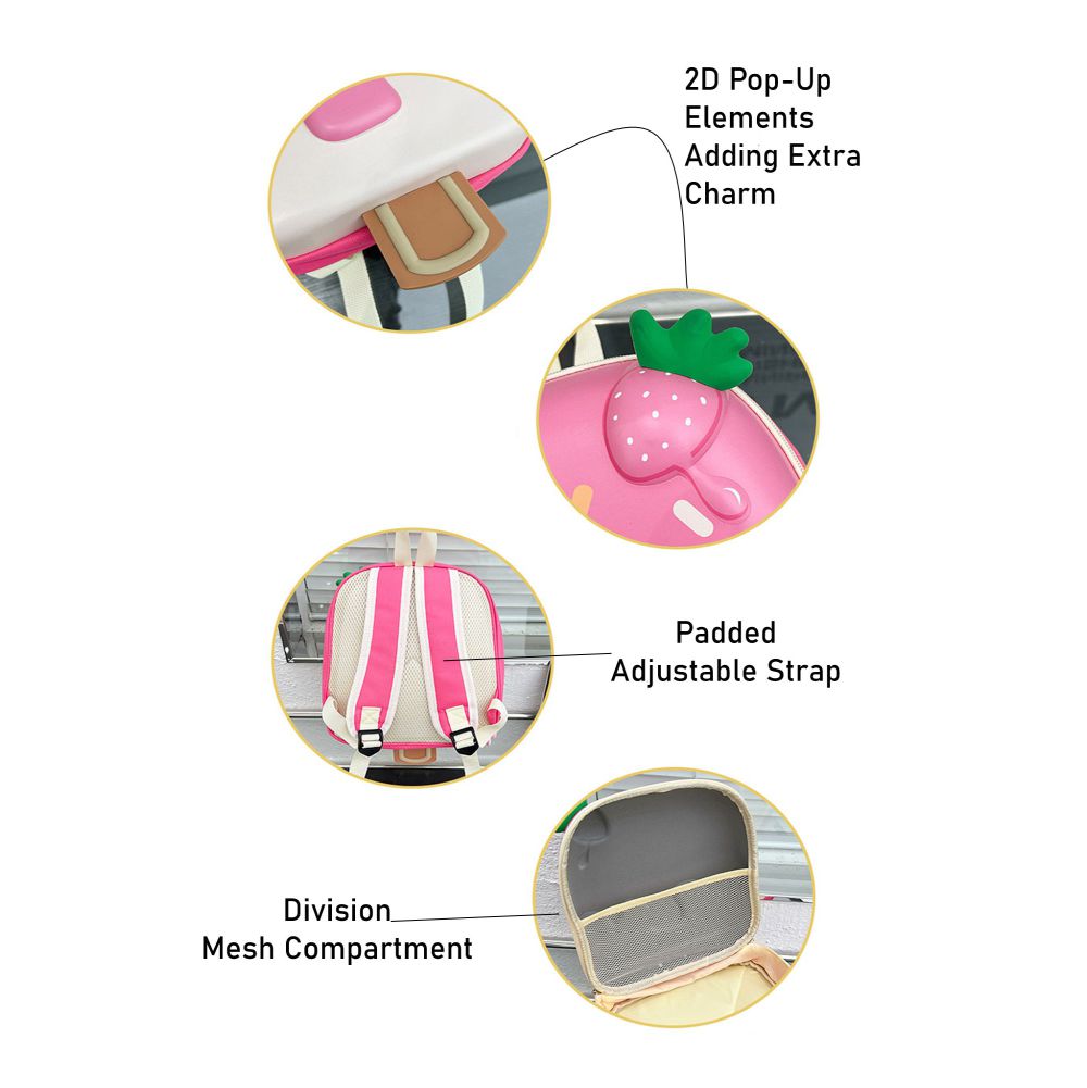 Little Surprise Box, Mini Size Pink Icecream Nursery and Early School Backpack for Pre Toddlers, 2 years - 5 years