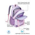 Pastel Purple & Pink Color-Block with Character Pouch School Backpack for Kids