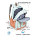 Teal, Orange & Brown Color-Block with Character Pouch School Backpack for Kids