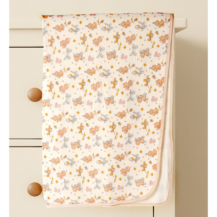 Little Surprise Box,  Puppy print muslin cotton blanket with 2 matching Napkins for Newborn & Infants