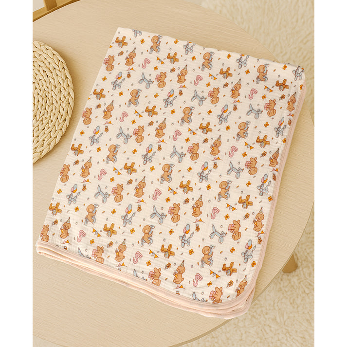 Little Surprise Box,  Puppy print muslin cotton blanket with 2 matching Napkins for Newborn & Infants